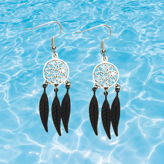 Imagen de 1 Par de Atrapasueños Color Plata Alta Durabilidad en Aretes Acero Inoxidable para Escoger x1