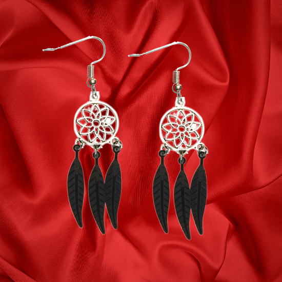 Imagen de 1 Par de Atrapasueños Color Plata Alta Durabilidad en Aretes Acero Inoxidable para Escoger x1