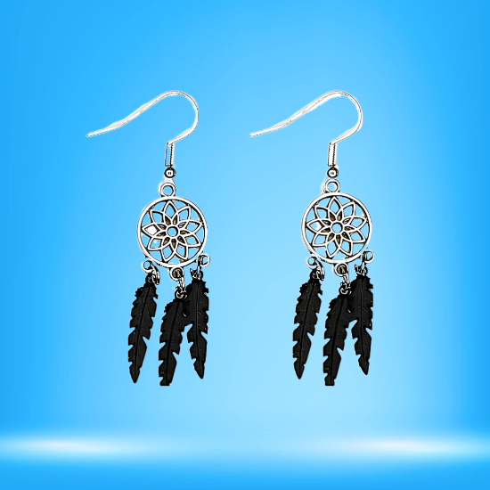 Imagen de 1 Par de Atrapasueños Color Plata Alta Durabilidad en Aretes Acero Inoxidable para Escoger x1