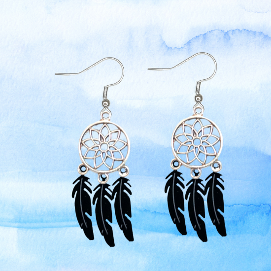 Imagen de 1 Par de Atrapasueños Color Plata Alta Durabilidad en Aretes Acero Inoxidable para Escoger x1