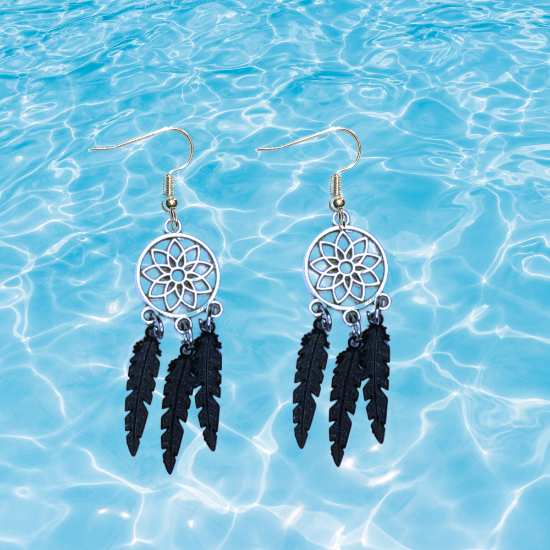 Imagen de 1 Par de Atrapasueños Color Plata Alta Durabilidad en Aretes Acero Inoxidable para Escoger x1