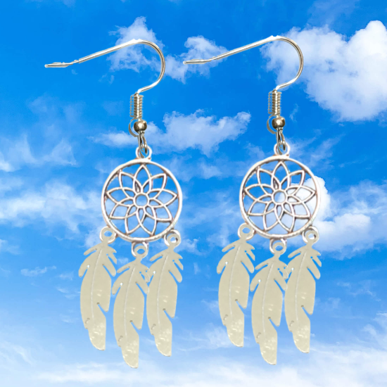 Imagen de 1 Par de Atrapasueños Color Plata Alta Durabilidad en Aretes Acero Inoxidable para Escoger x1