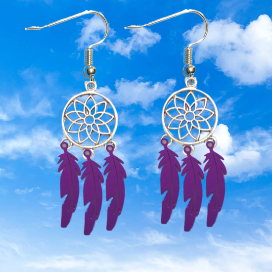 Imagen de 1 Par de Atrapasueños Color Plata Alta Durabilidad en Aretes Acero Inoxidable para Escoger x1