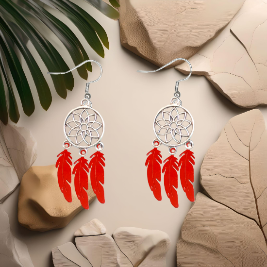 Imagen de 1 Par de Atrapasueños Color Plata Alta Durabilidad en Aretes Acero Inoxidable para Escoger x1