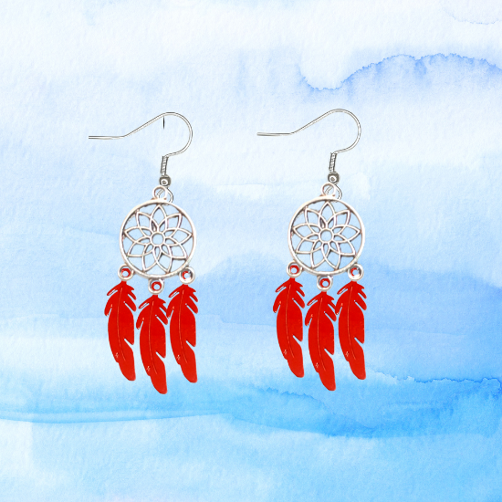 Imagen de 1 Par de Atrapasueños Color Plata Alta Durabilidad en Aretes Acero Inoxidable para Escoger x1