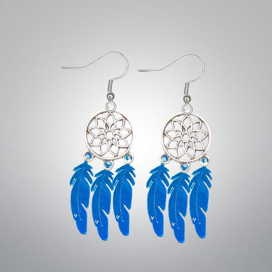 Imagen de 1 Par de Atrapasueños Color Plata Alta Durabilidad en Aretes Acero Inoxidable para Escoger x1