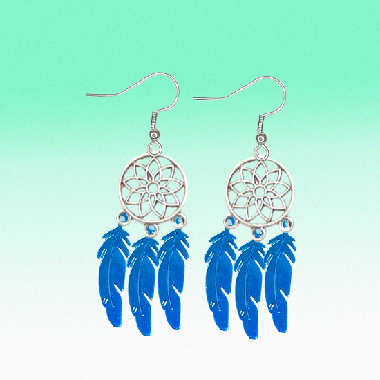 Imagen de 1 Par de Atrapasueños Color Plata Alta Durabilidad en Aretes Acero Inoxidable para Escoger x1