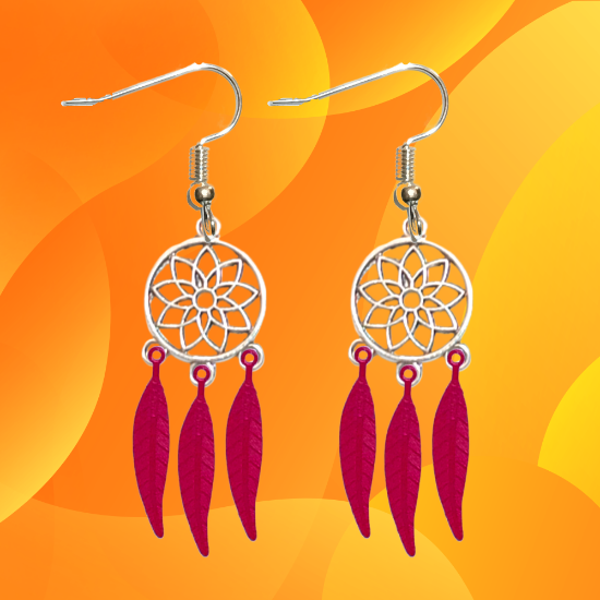 Imagen de 1 Par de Atrapasueños Color Plata Alta Durabilidad en Aretes Acero Inoxidable para Escoger x1