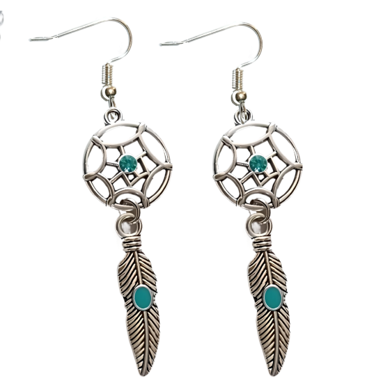 Imagen de 1 Par de Atrapasueños Color Plata Alta Durabilidad en Aretes Acero Inoxidable para Escoger x1