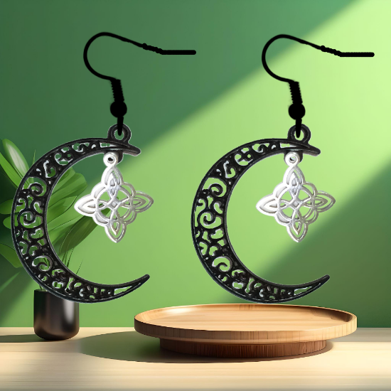 Imagen de 1 Par aretes Nudo de bruja  Curado en luna Para Escoger 41x31 cm Alta Durabilidad