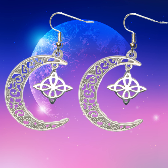 Imagen de 1 Par aretes Nudo de bruja  Curado en luna Para Escoger 41x31 cm Alta Durabilidad