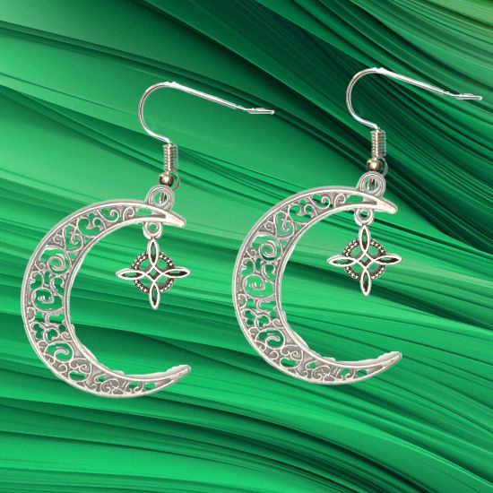 Imagen de 1 Par aretes Nudo de bruja  Curado en luna Para Escoger 41x31 cm Alta Durabilidad