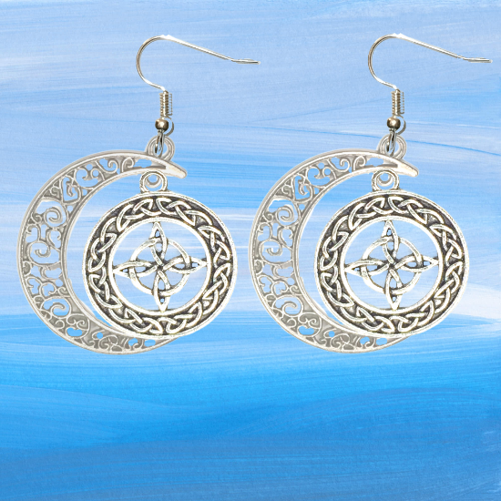 Imagen de 1 Par aretes Nudo de bruja  Curado en luna Para Escoger 41x31 cm Alta Durabilidad