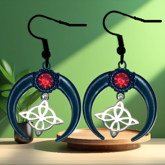 Imagen de 1 Par aretes Nudo de bruja  Curado en luna Para Escoger 41x31 cm Alta Durabilidad