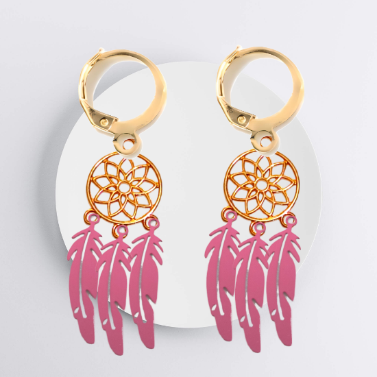 Imagen de 1 Par de Atrapasueños Color Dorado Alta Durabilidad en Arracaditas Color Dorado para Escoger CUPF&=X1**