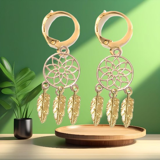 Imagen de 1 Par de Atrapasueños Color Dorado Alta Durabilidad en Llavero Color Dorado para Escoger CUPF&=X1