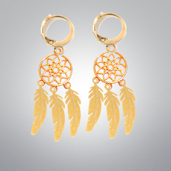 Imagen de 1 Par de Atrapasueños Color Dorado Alta Durabilidad en Llavero Color Dorado para Escoger CUPF&=X1