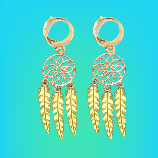 Imagen de 1 Par de Atrapasueños Color Dorado Alta Durabilidad en Llavero Color Dorado para Escoger CUPF&=X1