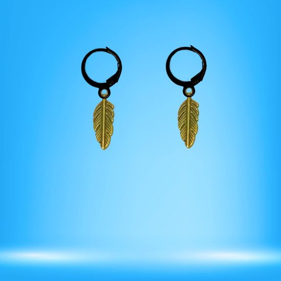 Imagen de 1 Par de Plumas Etnicas Chicas o Largas Acero en Arracaditas Acero Color Negro Alta Durabilidad+20 Modelos y Colores Para Escoger Alta Durabilidad CUPF&=X1plu