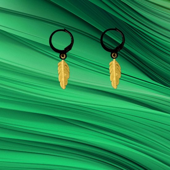 Imagen de 1 Par de Plumas Etnicas Chicas o Largas Acero en Arracaditas Acero Color Negro Alta Durabilidad+20 Modelos y Colores Para Escoger Alta Durabilidad CUPF&=X1plu