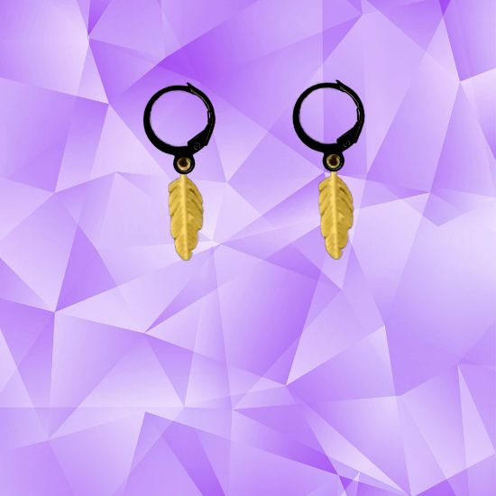 Imagen de 1 Par de Plumas Etnicas Chicas o Largas Acero en Arracaditas Acero Color Negro Alta Durabilidad+20 Modelos y Colores Para Escoger Alta Durabilidad CUPF&=X1plu