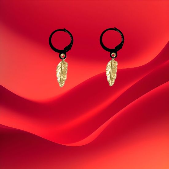 Imagen de 1 Par de Plumas Etnicas Chicas o Largas Acero en Arracaditas Acero Color Negro Alta Durabilidad+20 Modelos y Colores Para Escoger Alta Durabilidad CUPF&=X1plu