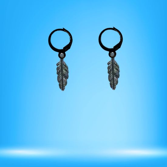 Imagen de 1 Par de Plumas Etnicas Chicas o Largas Acero en Arracaditas Acero Color Negro Alta Durabilidad+20 Modelos y Colores Para Escoger Alta Durabilidad CUPF&=X1plu