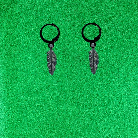 Imagen de 1 Par de Plumas Etnicas Chicas o Largas Acero en Arracaditas Acero Color Negro Alta Durabilidad+20 Modelos y Colores Para Escoger Alta Durabilidad CUPF&=X1plu