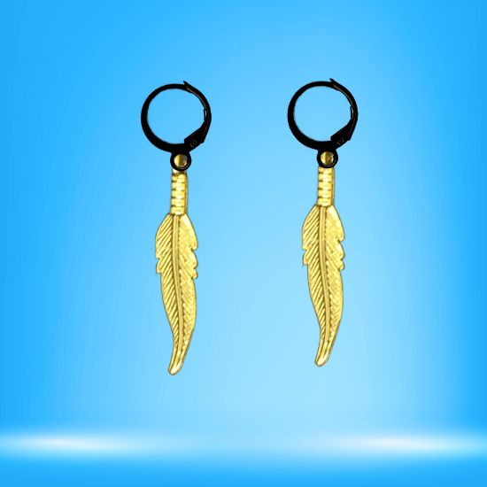 Imagen de 1 Par de Plumas Etnicas Chicas o Largas Acero en Arracaditas Acero Color Negro Alta Durabilidad+20 Modelos y Colores Para Escoger Alta Durabilidad CUPF&=X1plu