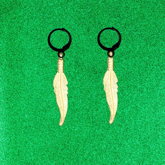 Imagen de 1 Par de Plumas Etnicas Chicas o Largas Acero en Arracaditas Acero Color Negro Alta Durabilidad+20 Modelos y Colores Para Escoger Alta Durabilidad CUPF&=X1plu