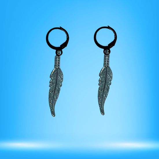 Imagen de 1 Par de Plumas Etnicas Chicas o Largas Acero en Arracaditas Acero Color Negro Alta Durabilidad+20 Modelos y Colores Para Escoger Alta Durabilidad CUPF&=X1plu