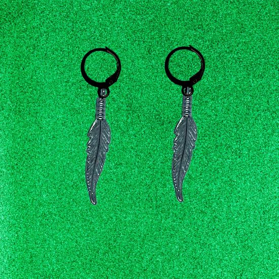 Imagen de 1 Par de Plumas Etnicas Chicas o Largas Acero en Arracaditas Acero Color Negro Alta Durabilidad+20 Modelos y Colores Para Escoger Alta Durabilidad CUPF&=X1plu
