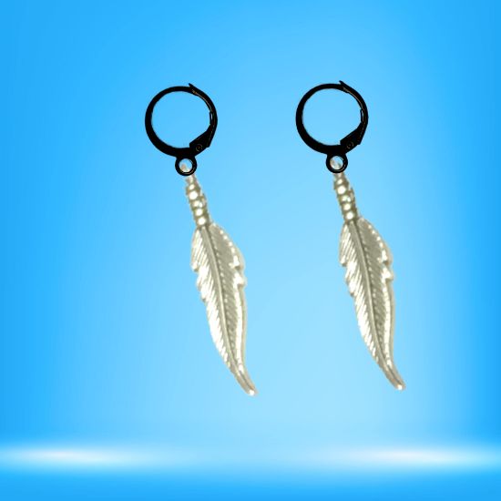 Imagen de 1 Par de Plumas Etnicas Chicas o Largas Acero en Arracaditas Acero Color Negro Alta Durabilidad+20 Modelos y Colores Para Escoger Alta Durabilidad CUPF&=X1plu