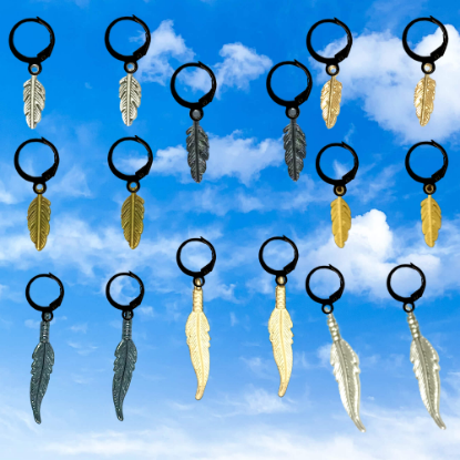 Imagen de 1 Par de Plumas Etnicas Chicas o Largas Acero en Arracaditas Acero Color Negro Alta Durabilidad+20 Modelos y Colores Para Escoger Alta Durabilidad CUPF&=X1plu