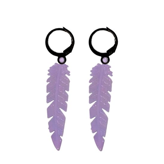 Imagen de 1 Par de Plumas Etnicas Grandes Acero en Arracaditas Acero Color Negro Alta Durabilidad+5 Modelos y Colores Para Escoger CUPF&=X1PLu