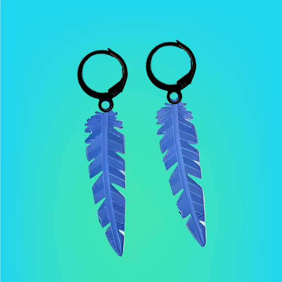 Imagen de 1 Par de Plumas Etnicas Grandes Acero en Arracaditas Acero Color Negro Alta Durabilidad+5 Modelos y Colores Para Escoger CUPF&=X1PLu