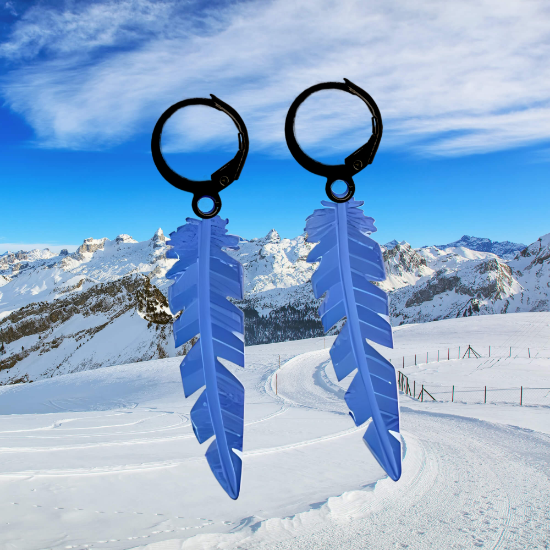 Imagen de 1 Par de Plumas Etnicas Grandes Acero en Arracaditas Acero Color Negro Alta Durabilidad+5 Modelos y Colores Para Escoger CUPF&=X1PLu