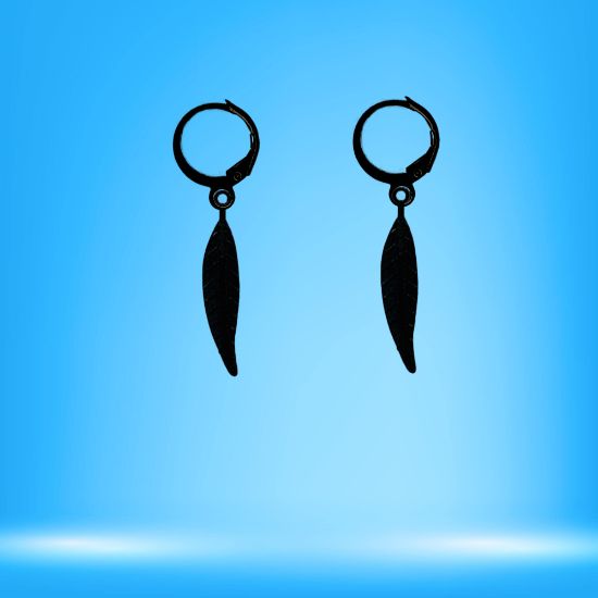 Imagen de 1 Par de Plumas Medianas Acero en Arracaditas Acero Color Negro Alta Durabilidad+20 Modelos y Colores Para Escoger CUPF&=X1PLu