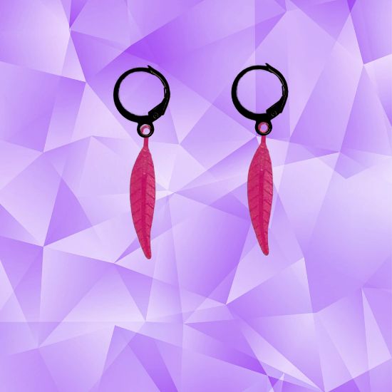 Imagen de 1 Par de Plumas Medianas Acero en Arracaditas Acero Color Negro Alta Durabilidad+20 Modelos y Colores Para Escoger CUPF&=X1PLu