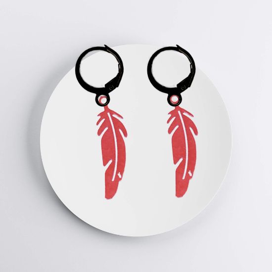 Imagen de 1 Par de Plumas Medianas Acero en Arracaditas Acero Color Negro Alta Durabilidad+20 Modelos y Colores Para Escoger CUPF&=X1PLu