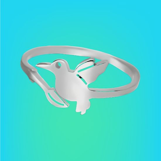 Imagen de  1 Anillo de Hermosisimo Colibrí  Acero Inoxidable Ajustable Alta Durabilidad+ 5 Modelos y Colores a Escoger X1ani