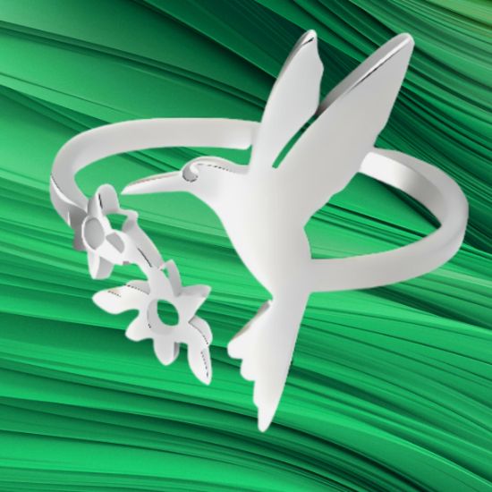 Imagen de  1 Anillo de Hermosisimo Colibrí  Acero Inoxidable Ajustable Alta Durabilidad+ 5 Modelos y Colores a Escoger X1ani