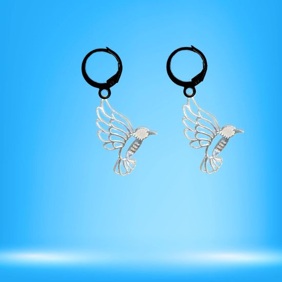 Imagen de 1 Par de Bonitos Colibries en Arracaditas Acero Color Negro Alta Durabilidad +5 Modelos y Colores para Escoger x1colib