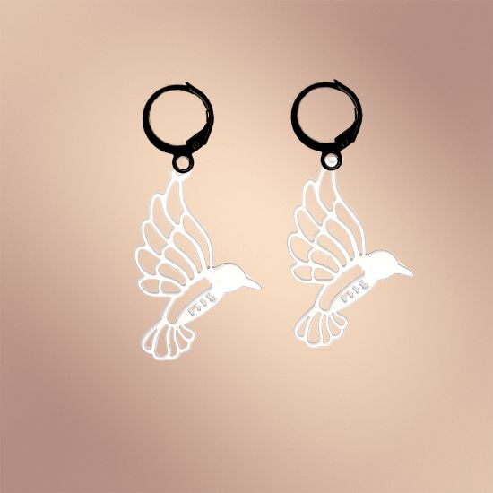 Imagen de 1 Par de Bonitos Colibries en Arracaditas Acero Color Negro Alta Durabilidad +5 Modelos y Colores para Escoger x1colib