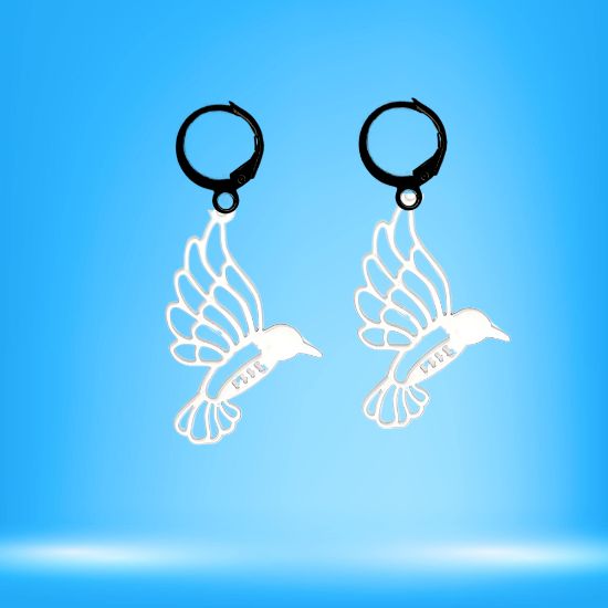 Imagen de 1 Par de Bonitos Colibries en Arracaditas Acero Color Negro Alta Durabilidad +5 Modelos y Colores para Escoger x1colib