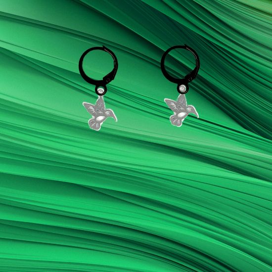 Imagen de 1 Par de Bonitos Colibries en Arracaditas Acero Color Negro Alta Durabilidad +5 Modelos y Colores para Escoger x1colib