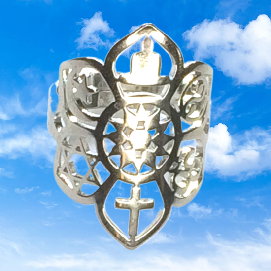 Imagen de +3 Modelos y Colores  Anillo de Acero Inoxidable con  6 Poderosísimos Símbolos  de Protección -AJUSTABLE x1ani