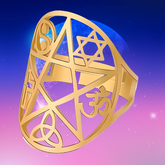 Imagen de +3 Modelos y Colores  Anillo de Acero Inoxidable con  6 Poderosísimos Símbolos  de Protección -AJUSTABLE x1ani