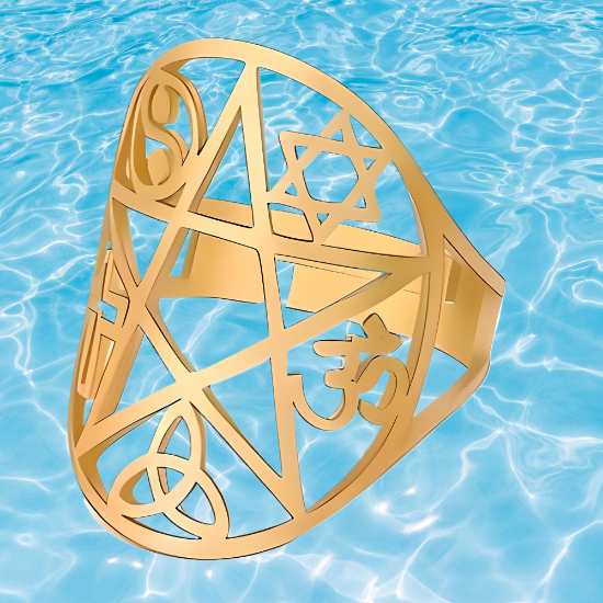 Imagen de +3 Modelos y Colores  Anillo de Acero Inoxidable con  6 Poderosísimos Símbolos  de Protección -AJUSTABLE x1ani