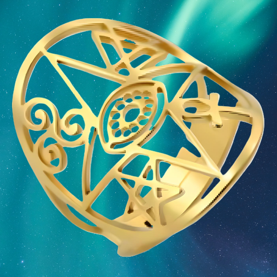 Imagen de +3 Modelos y Colores  Anillo de Acero Inoxidable con  6 Poderosísimos Símbolos  de Protección -AJUSTABLE x1ani